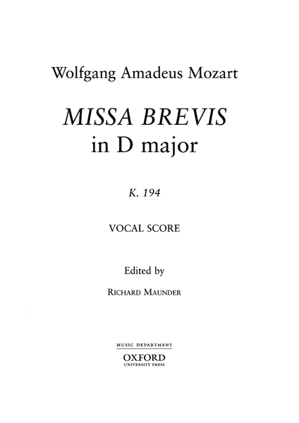 Missa Brevis in D K.194