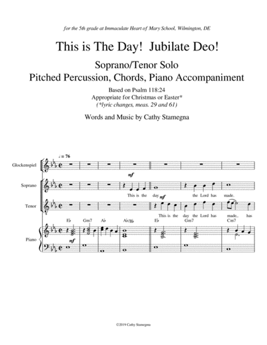 This is The Day! with Jubilate Deo! (Duet for Soprano/Tenor Solo, Piano, Opt. Glockenspiel) image number null