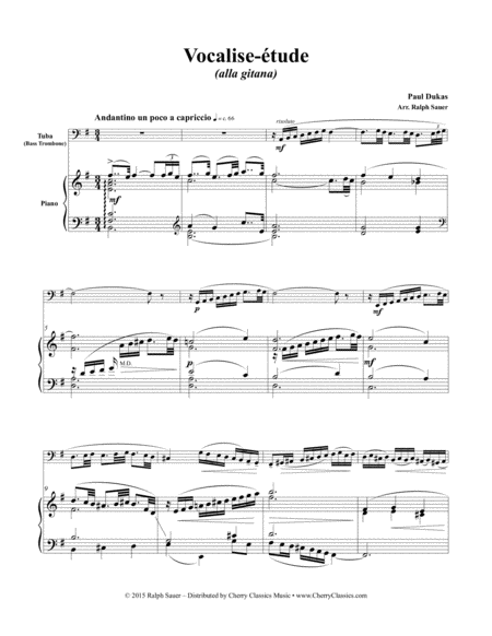 Vocalise-etude for Trombone and Piano