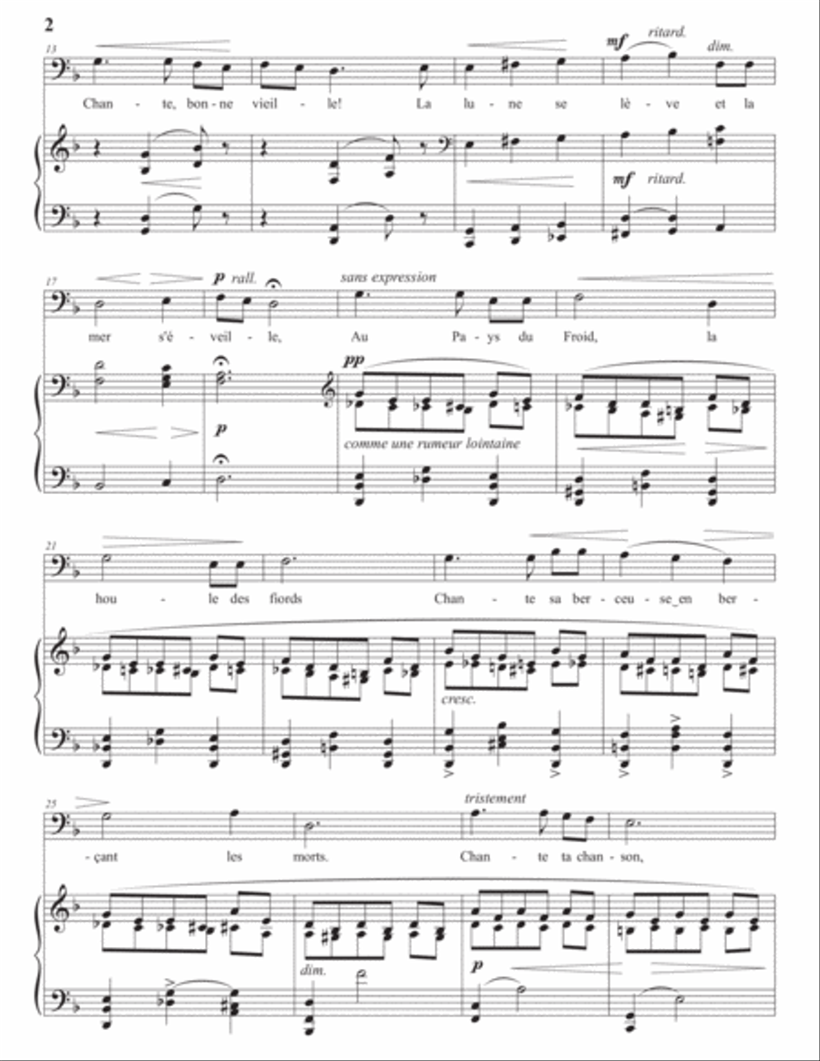 POLDOWSKI: Berceuse d'Armorique (transposed to D minor, bass clef) Voice scores gallery preview page 3