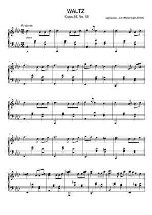 Brahms - Waltz op.39, No.15 - INTERMEDIATE PIANO