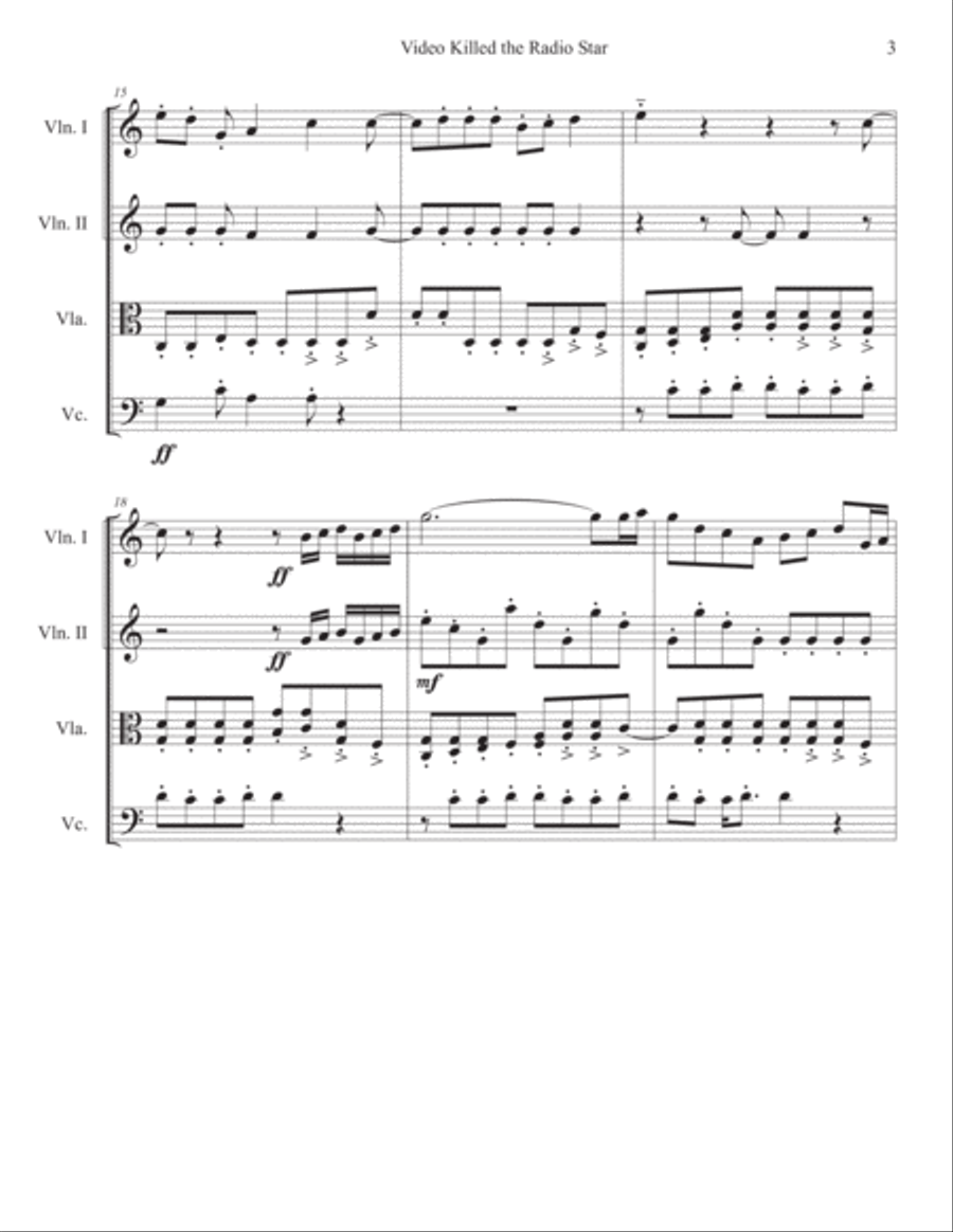 Video Killed The Radio Star String Quartet scores gallery preview page 3