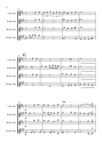 "Abide With Me" Saxophone Quartet (SATB) arr. Adrian Wagner image number null