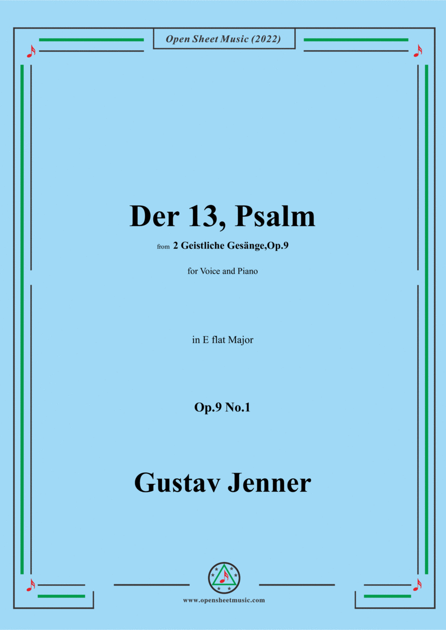 Jenner-Der 13,Psalm,in E flat Major,Op.9 No.1 Voice scores gallery preview page 1