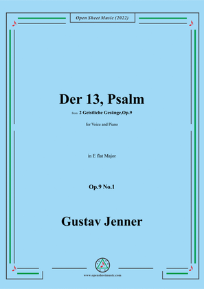 Book cover for Jenner-Der 13,Psalm,in E flat Major,Op.9 No.1