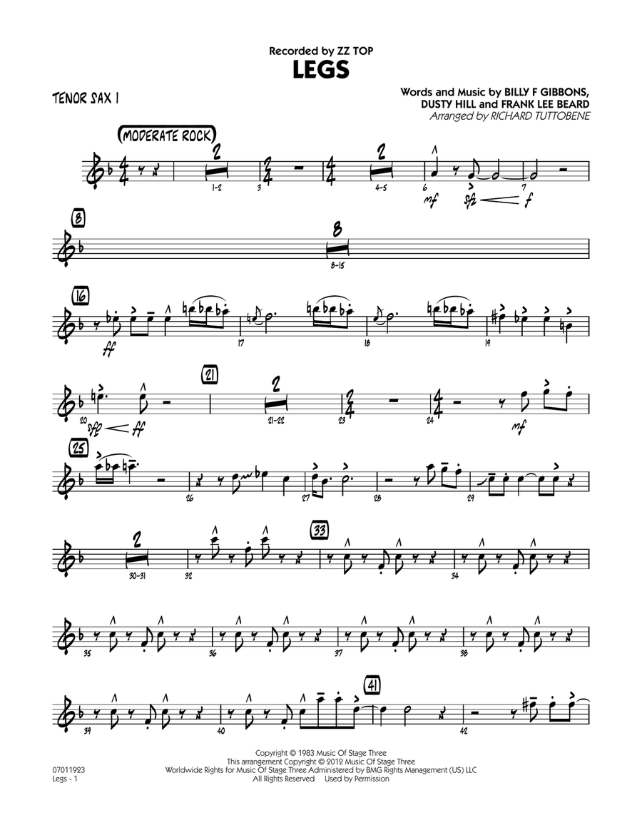 Legs - Tenor Sax 1 Jazz Ensemble scores gallery preview page 1