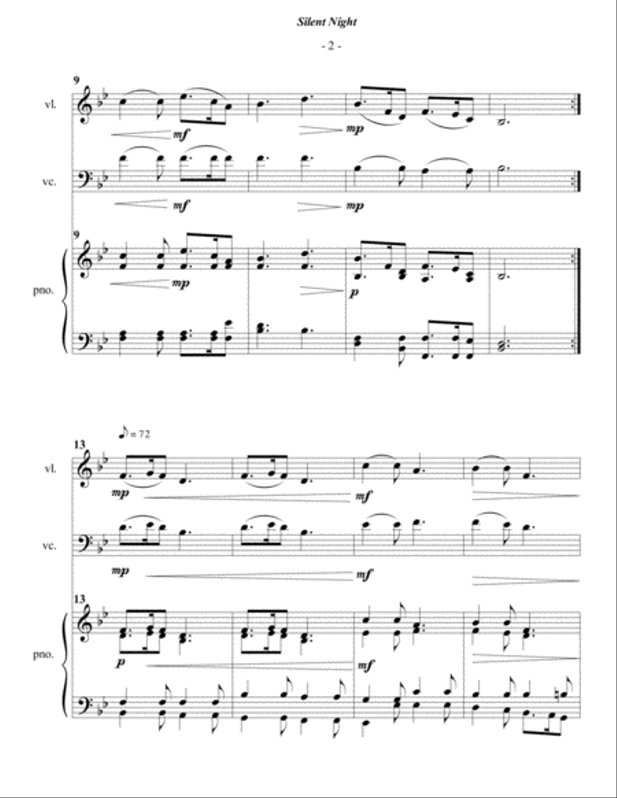 Silent Night for Piano Trio Piano Trio scores gallery preview page 2