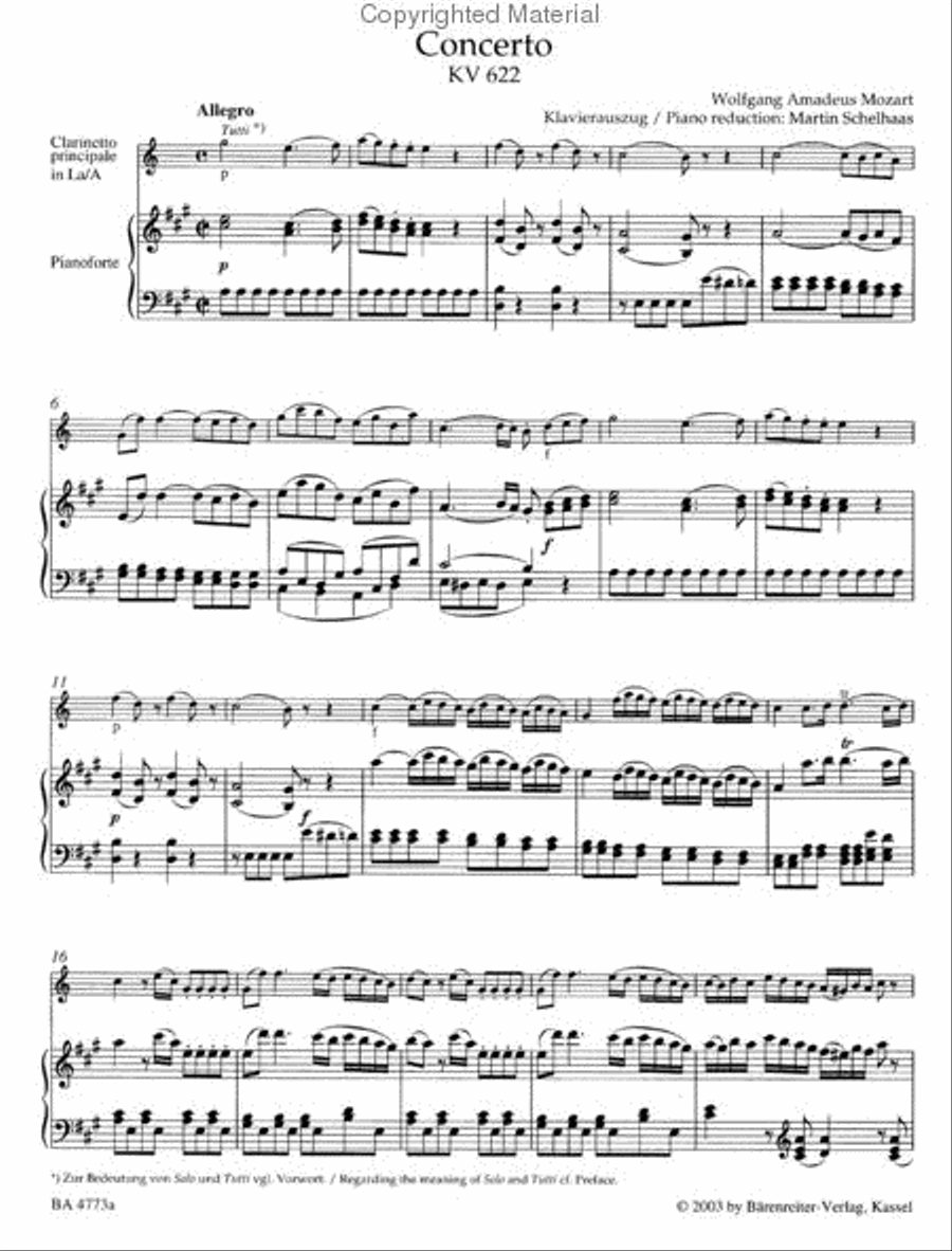 Concerto for Clarinet and Orchestra A major, KV 622 A Clarinet scores gallery preview page 3