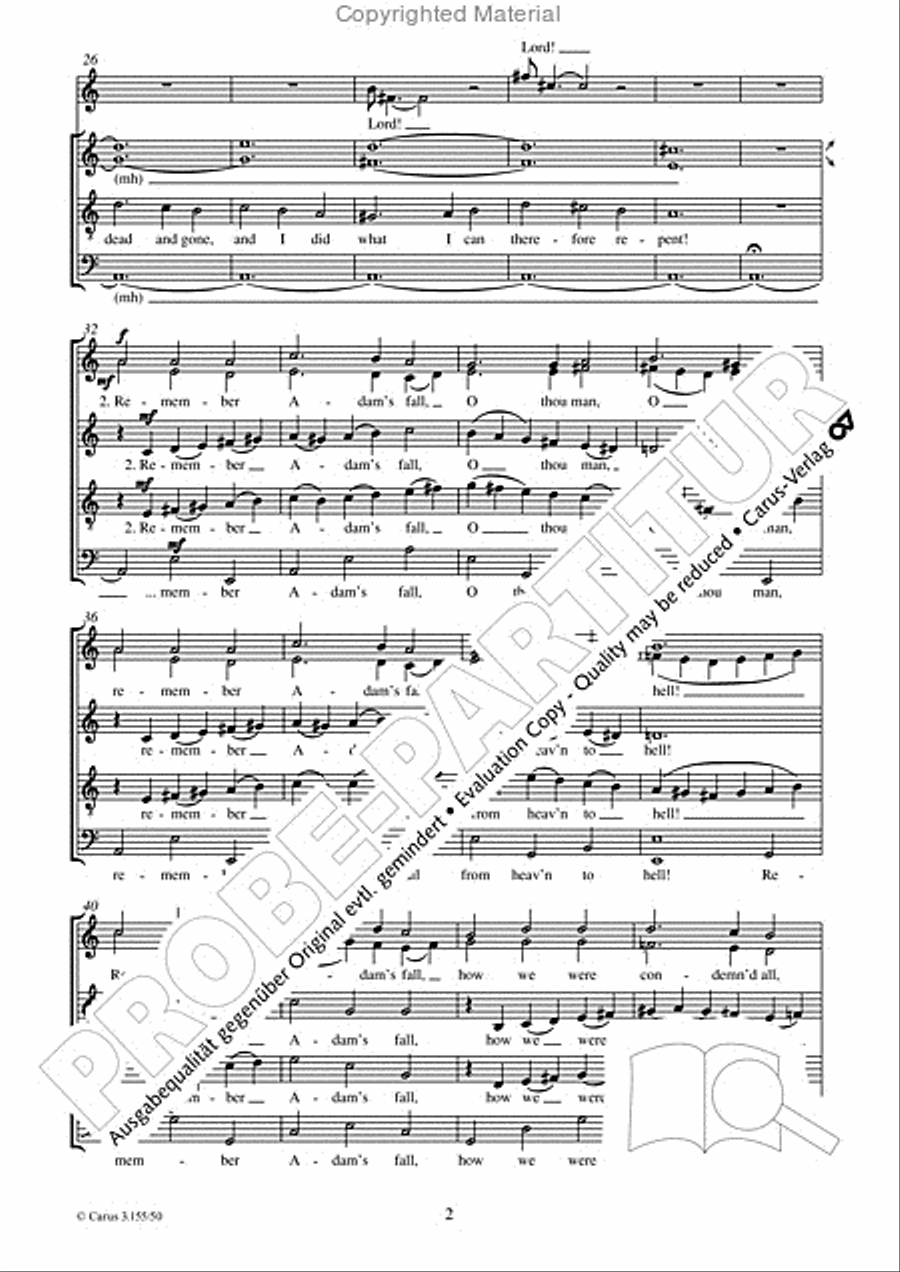 Remember, o thou man 4-Part scores gallery preview page 3