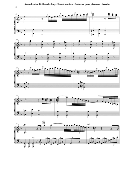 Anne-Louise Brillon de Jouy: Sonata no. 6 in d minor for piano or harpsichord
