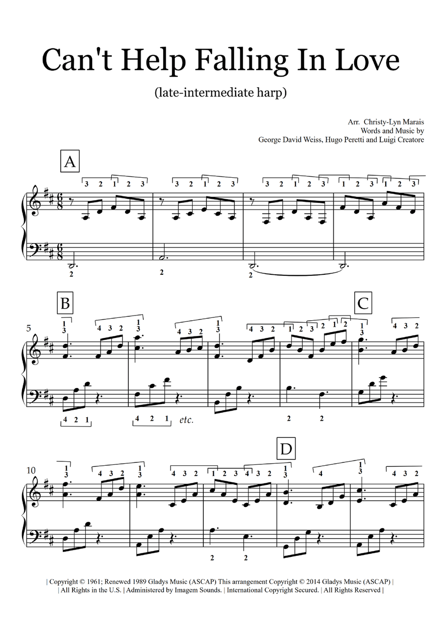 Can't Help Falling In Love Harp scores gallery preview page 2