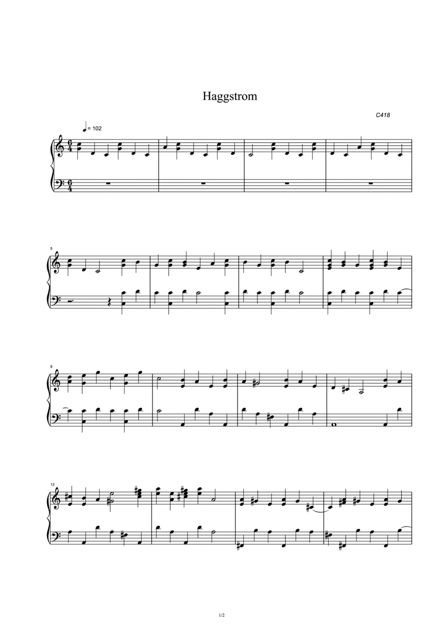 Haggstrom Haggstrom Piano Solo scores gallery preview page 1