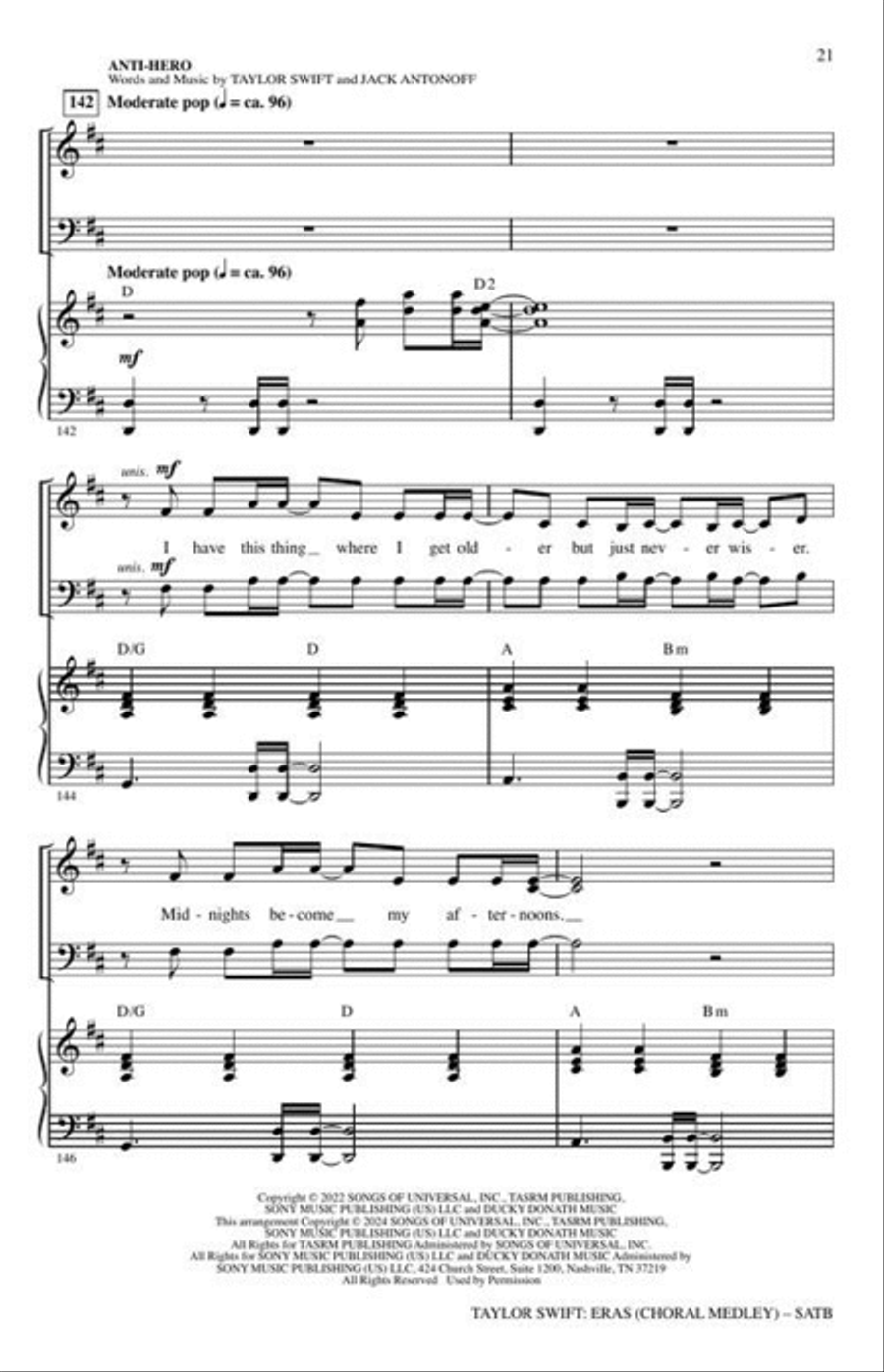 Taylor Swift: Eras (Choral Medley) 4-Part scores gallery preview page 8