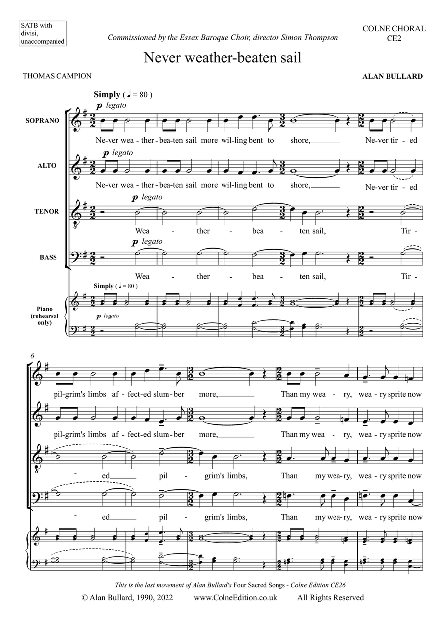 Never weather-beaten sail (SATB unaccompanied) Divisi scores gallery preview page 3