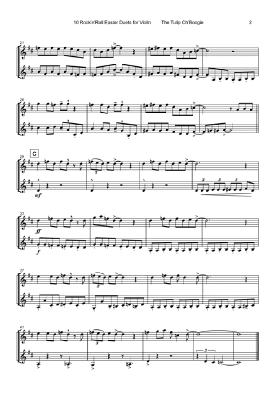 10 Easter Rock'n'Roll Duets for Violin String Duet scores gallery preview page 4