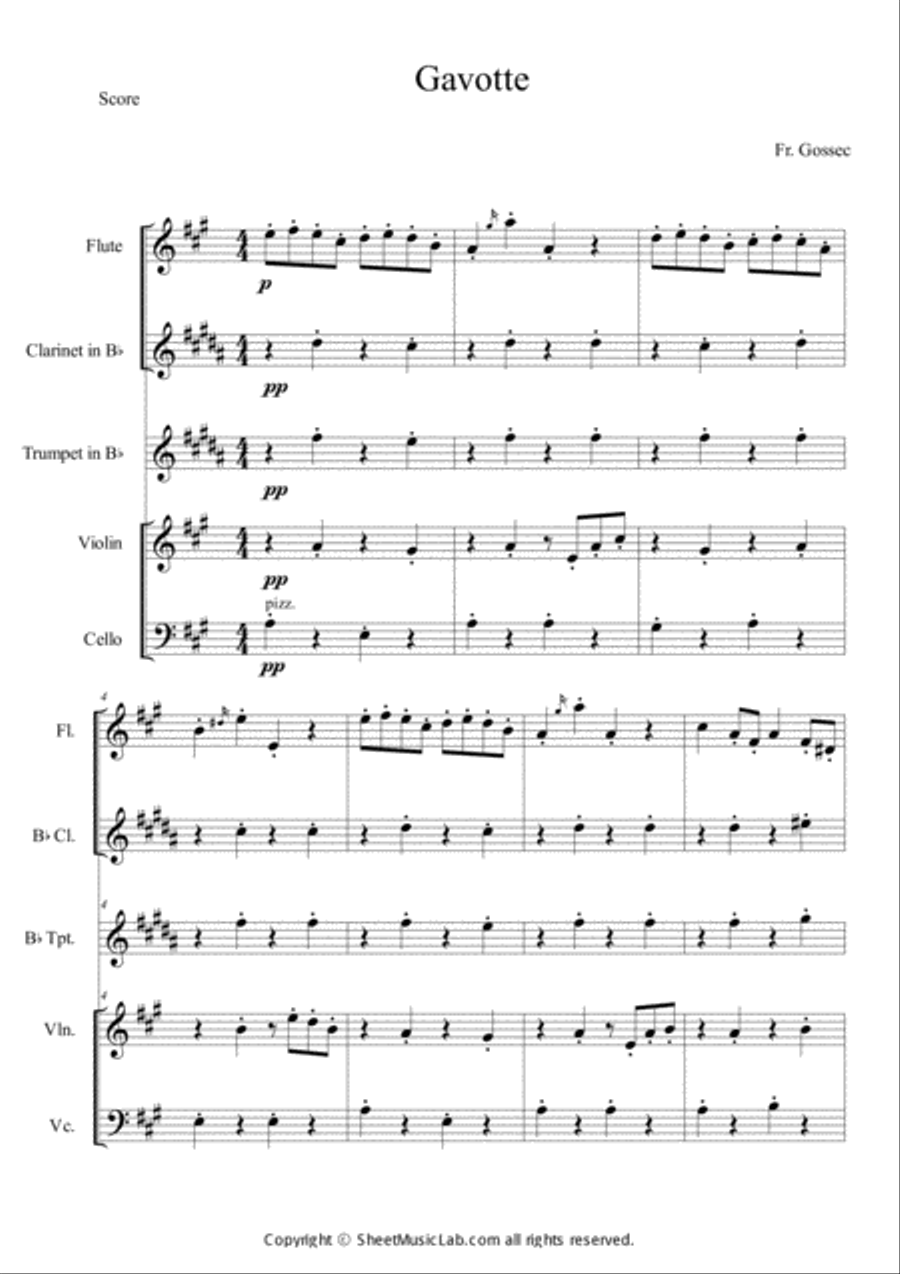 Gavotte Orchestra scores gallery preview page 1