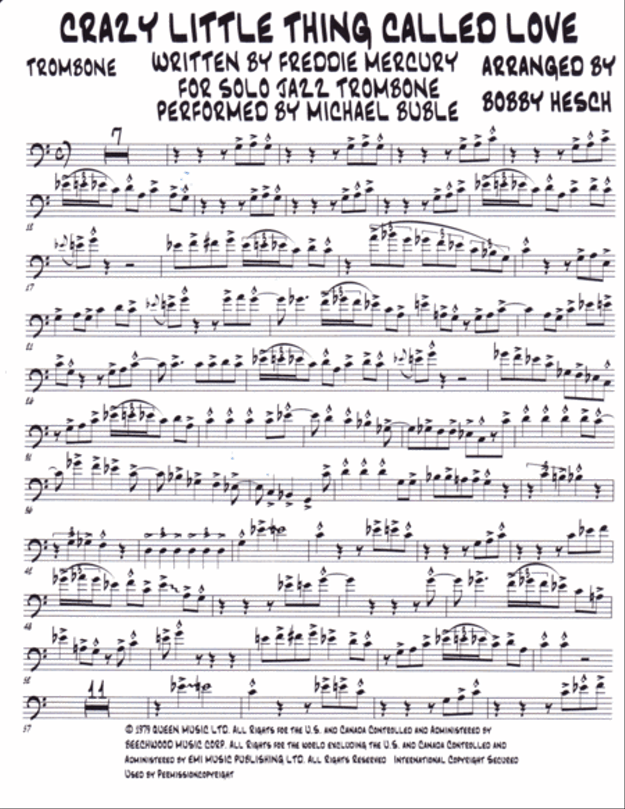 Crazy Little Thing Called Love Trombone Solo scores gallery preview page 2
