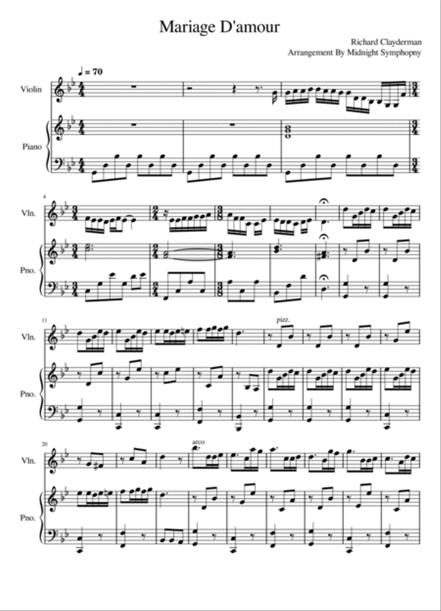 Mariage D'amour Violin Solo scores gallery preview page 2