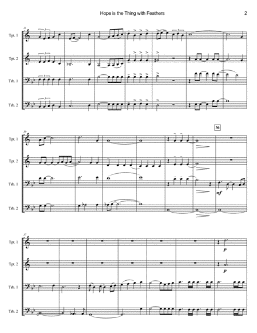 Hope Is The Thing With Feathers (Brass Quartet) Brass Quartet scores gallery preview page 3