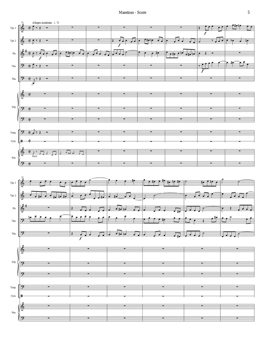 Maestoso, from Symphony #3 "Organ" (for Brass Quintet and Organ) image number null