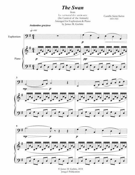 Saint-Saens: The Swan for Euphonium & Piano image number null