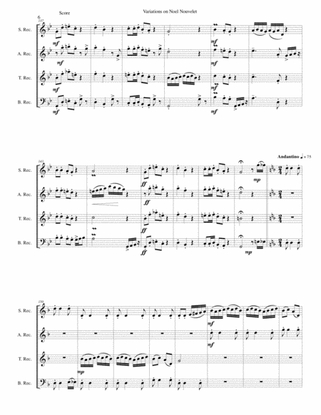 Variations on Noel Nouvelet for recorder quartet image number null