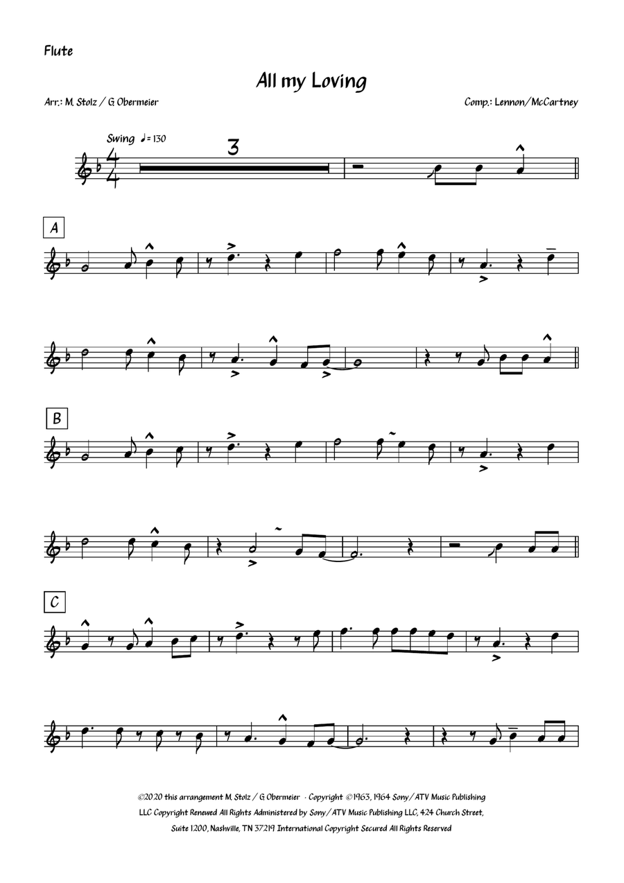 All My Loving Flute Solo scores gallery preview page 2