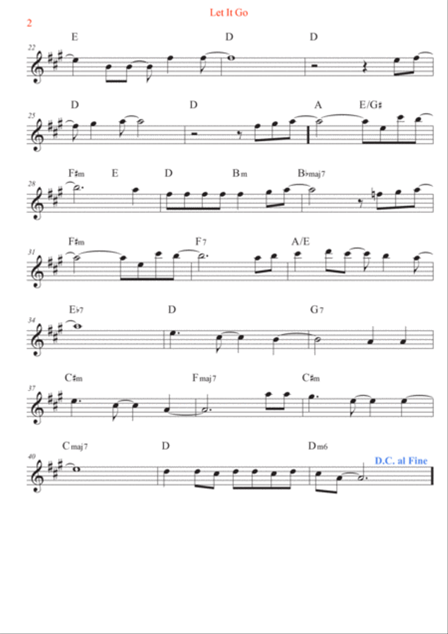 Let It Go Soprano Saxophone scores gallery preview page 2