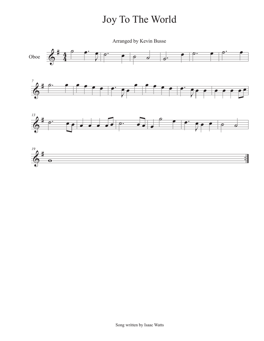 Joy To The World - Oboe