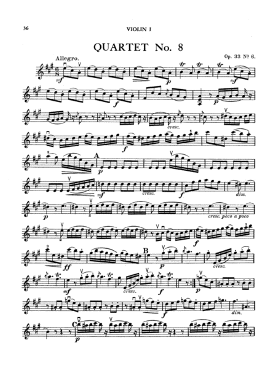 Boccherini: Nine Selected String Quartets String Quartet scores gallery preview page 1
