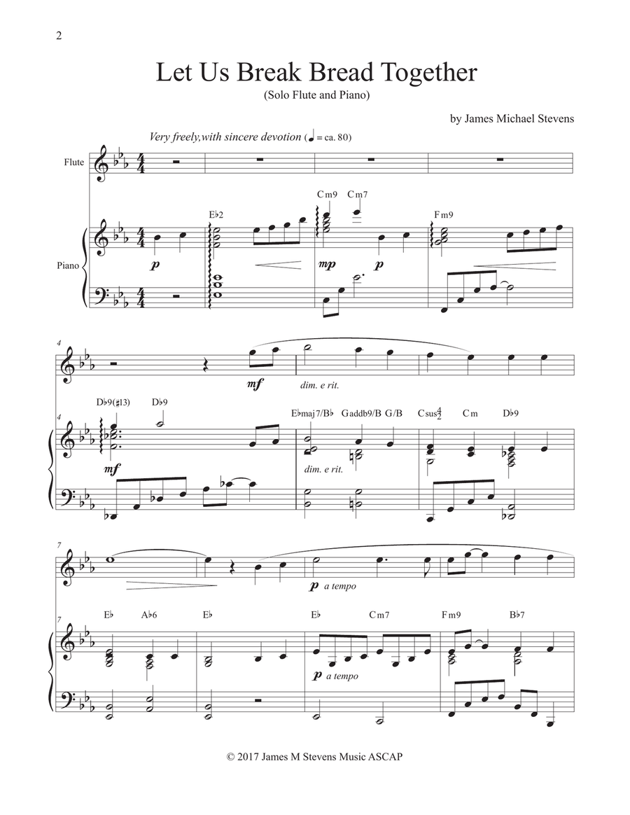 Let Us Break Bread Together (Flute & Piano in D Major) Flute Solo scores gallery preview page 2