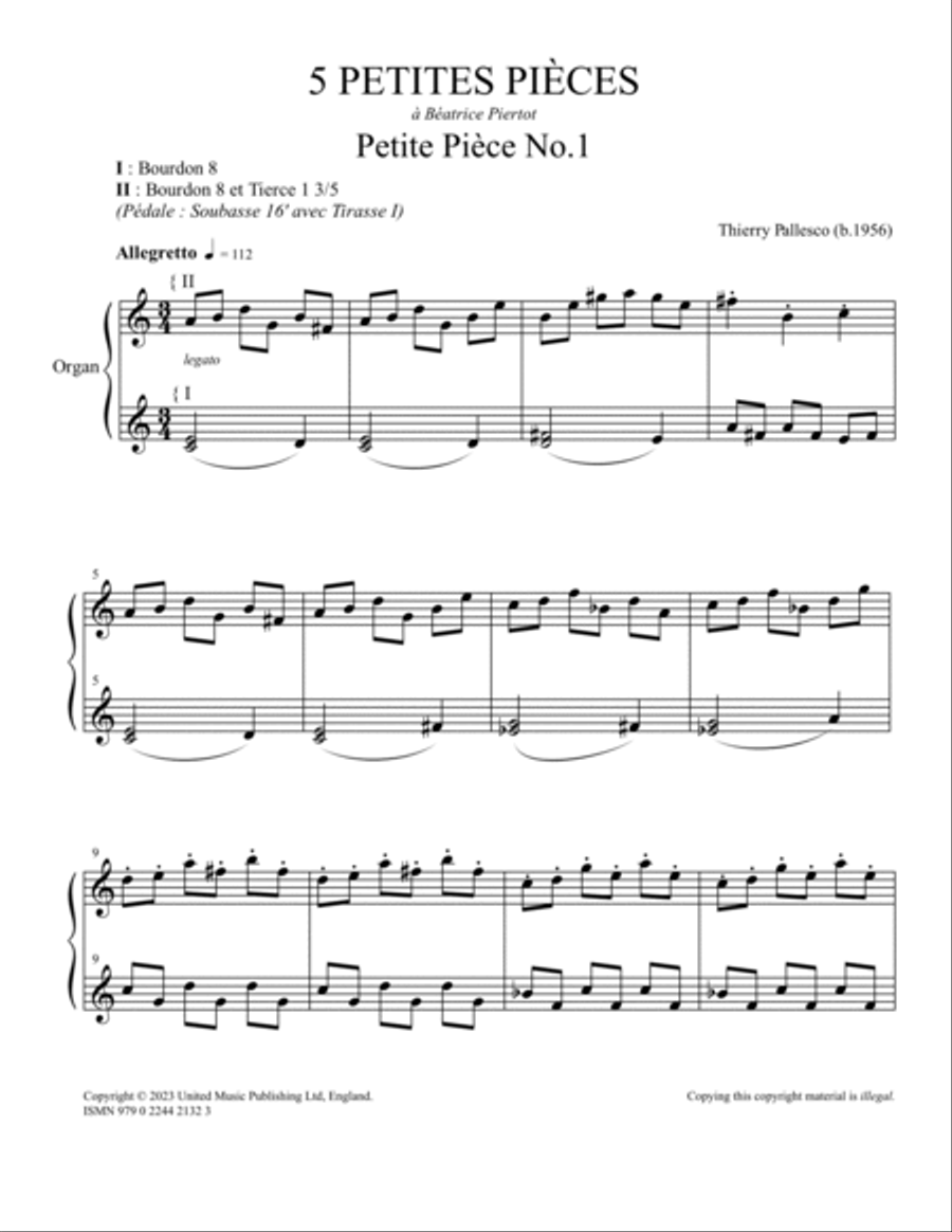 5 Petites Pièces 5 Petites Pièces Organ scores gallery preview page 2