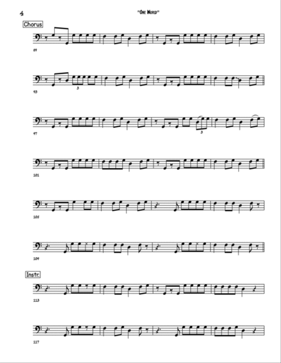 One World (not Three) Bass Guitar scores gallery preview page 4