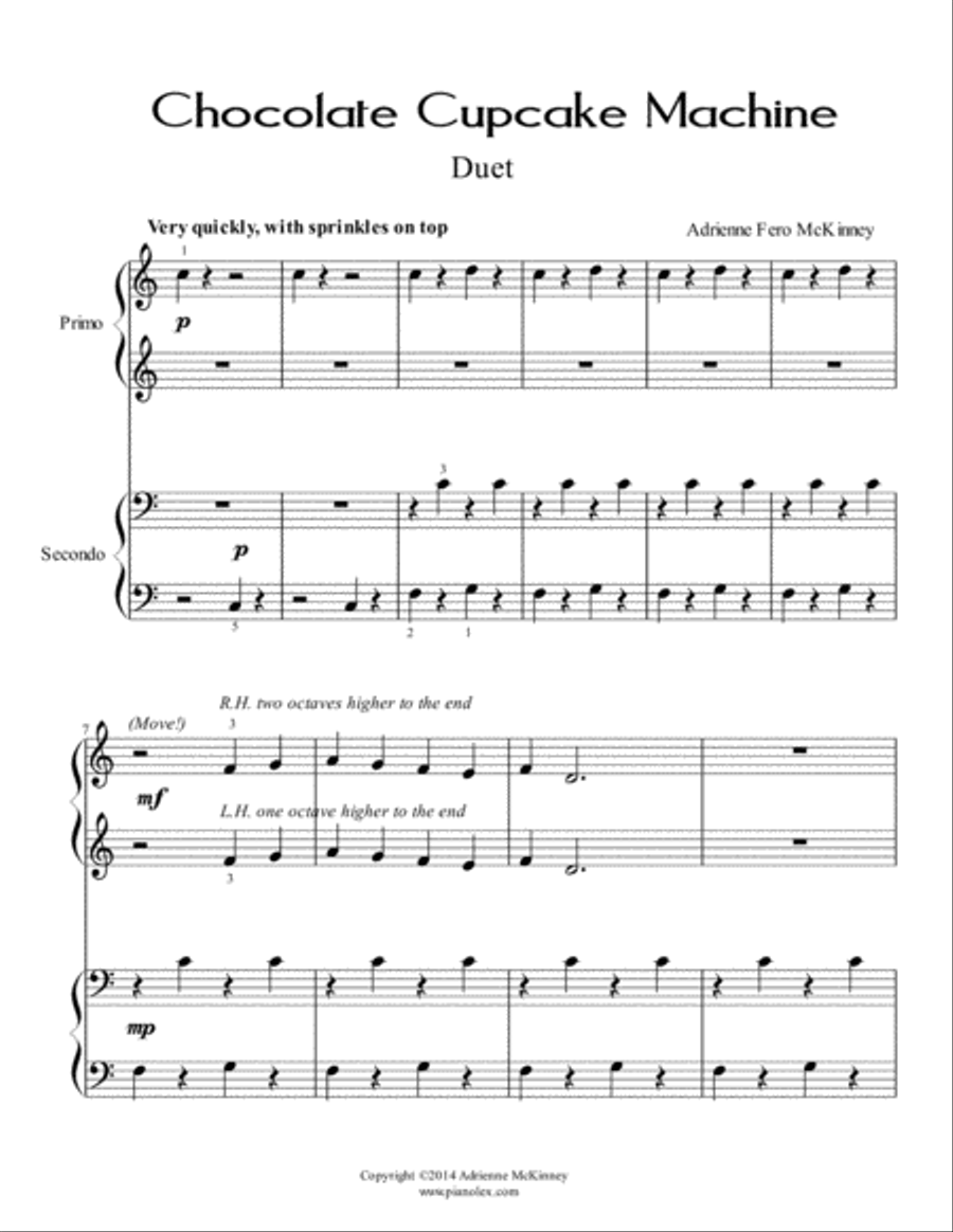 Chocolate Cupcake Machine - duet (with individual parts) Easy Piano scores gallery preview page 3