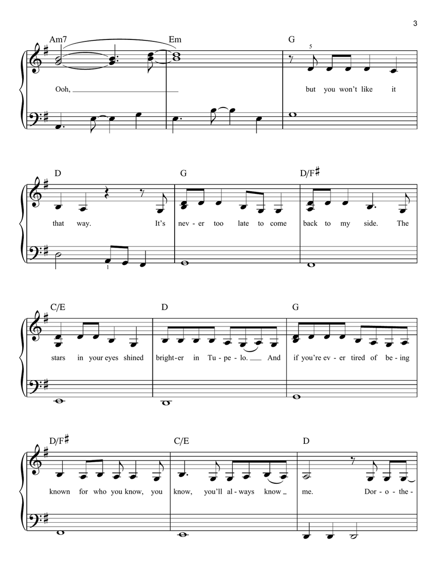dorothea Easy Piano scores gallery preview page 3