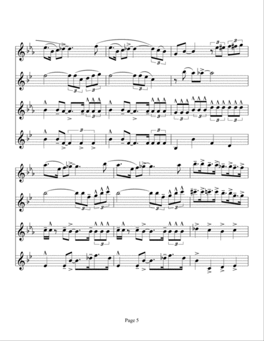 Harlem Nocturne Woodwind Quartet scores gallery preview page 5