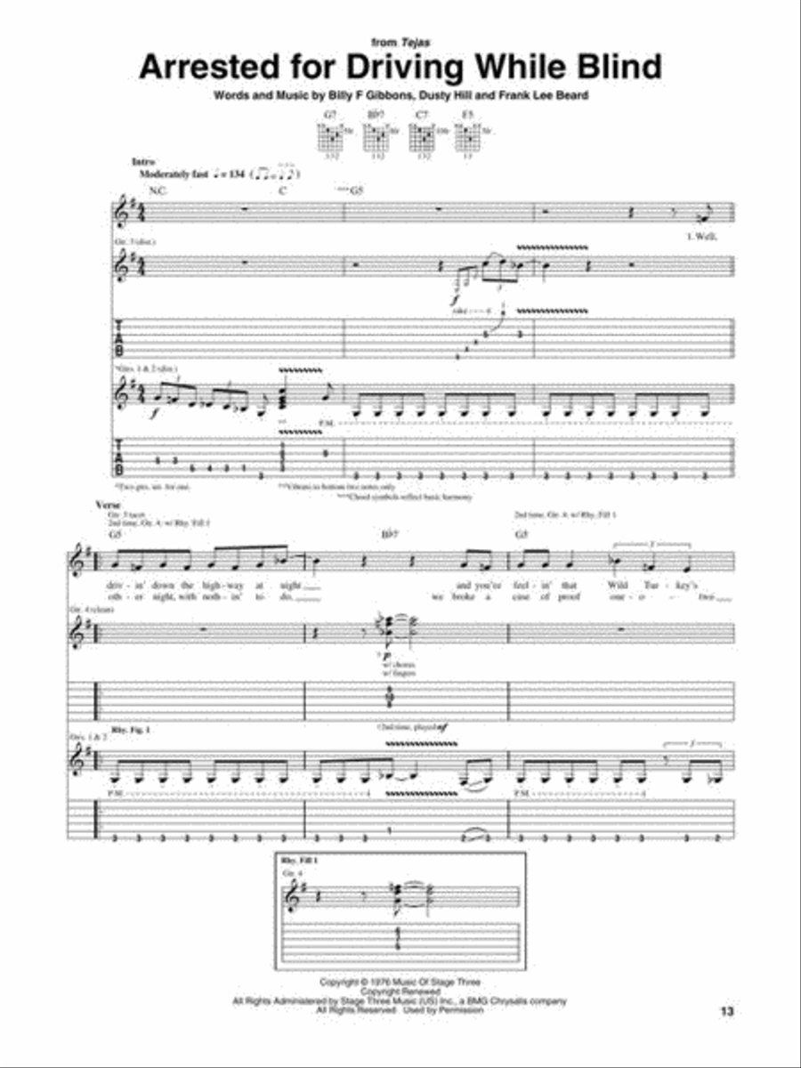 ZZ Top – Early Classics Electric Guitar scores gallery preview page 5