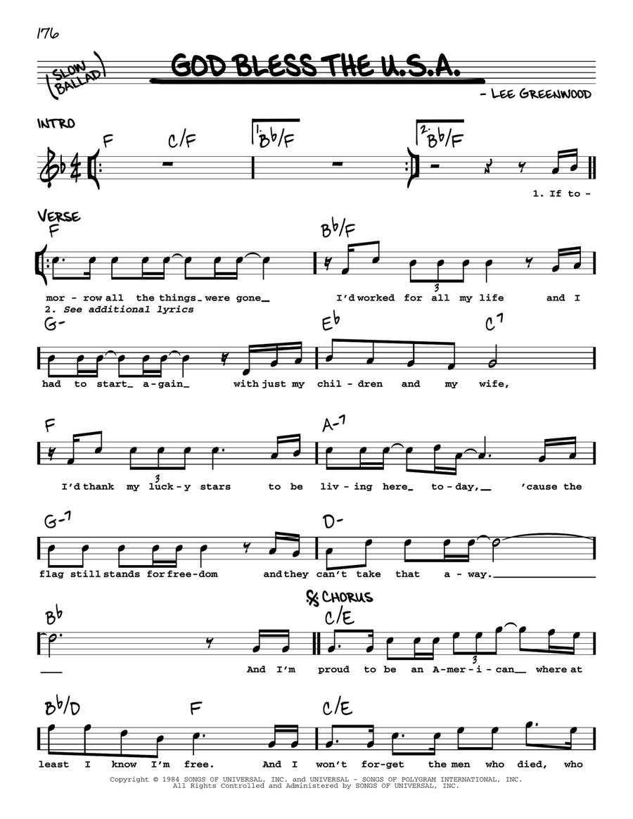 God Bless The U.S.A. Voice scores gallery preview page 1