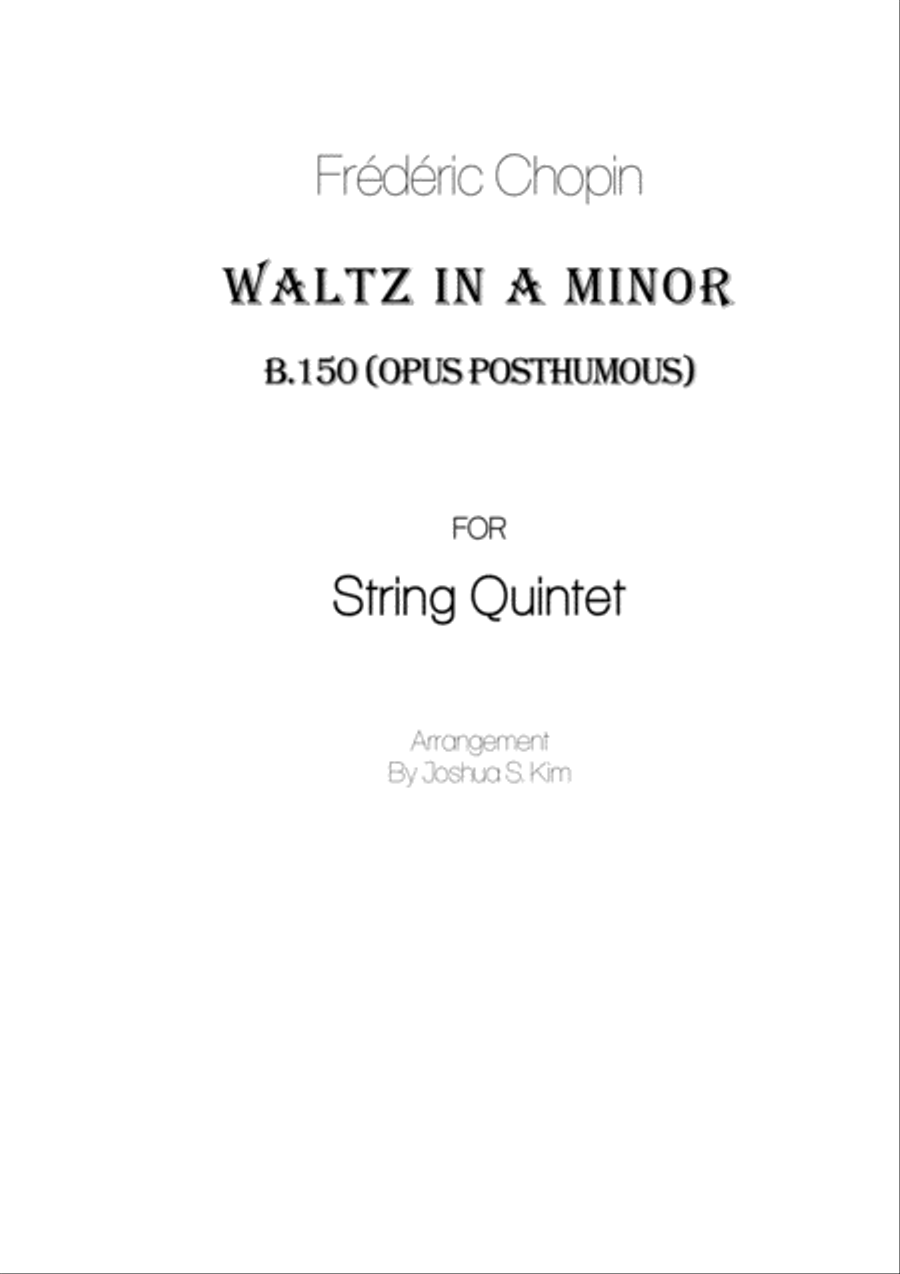 Waltz in A minor (Opus posthumous) for small string ensemble String Orchestra scores gallery preview page 1
