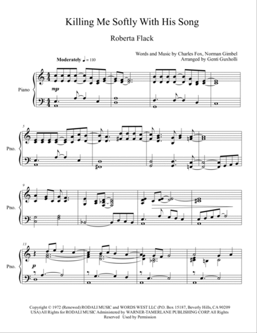 Killing Me Softly With His Song Piano Solo scores gallery preview page 2