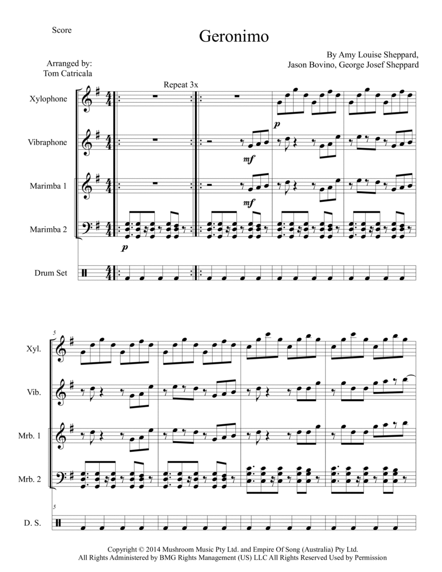 Geronimo Percussion Ensemble scores gallery preview page 1