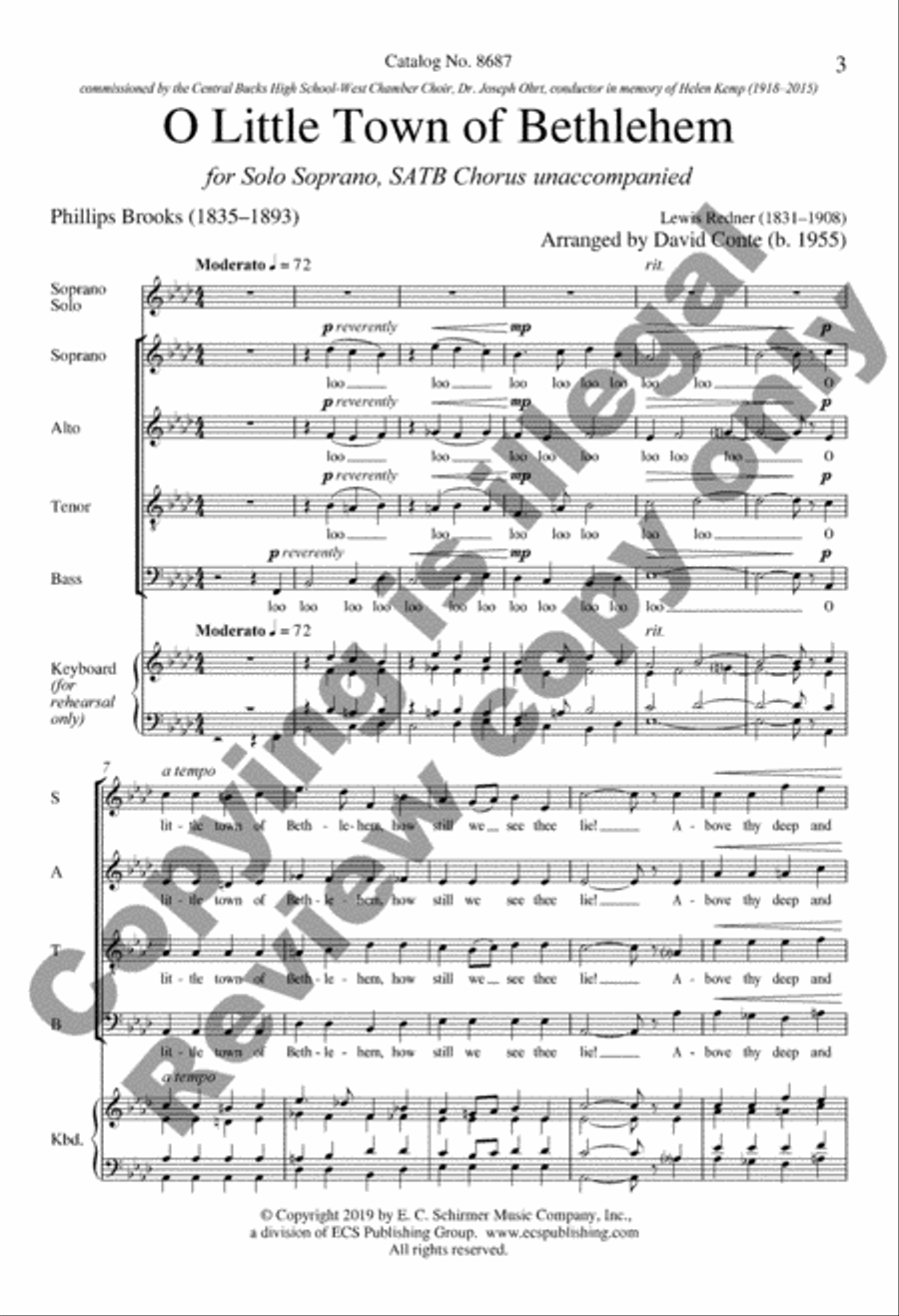 O Little Town of Bethlehem 4-Part scores gallery preview page 3