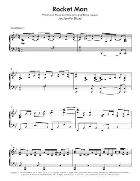 Rocket Man (I Think It's Gonna Be A Long Long Time) (Late Intermediate Piano) image number null