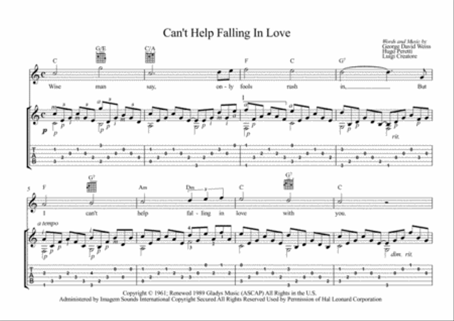 Can't Help Falling In Love image number null