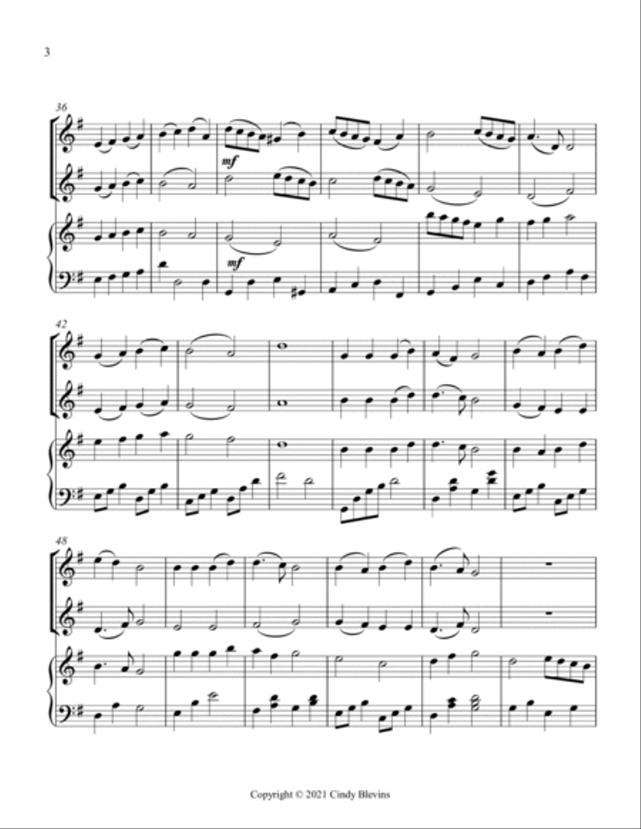 Angels We Have Heard On High, Two Violins and Piano String Duet scores gallery preview page 4