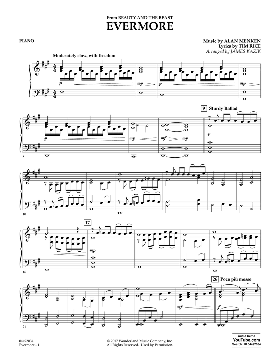 Evermore (from Beauty And The Beast) (arr. James Kazik) - Piano Orchestra scores gallery preview page 1