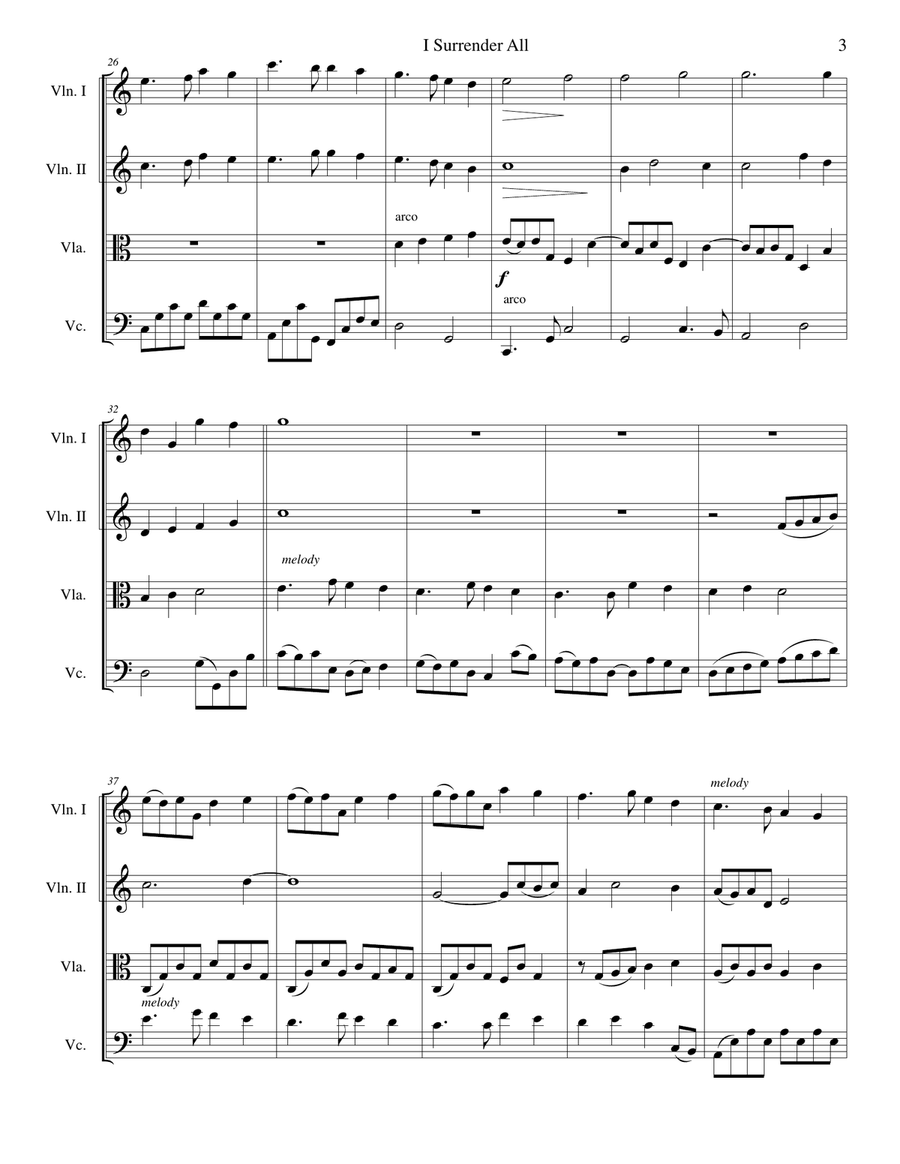 I Surrender All String Quartet scores gallery preview page 3