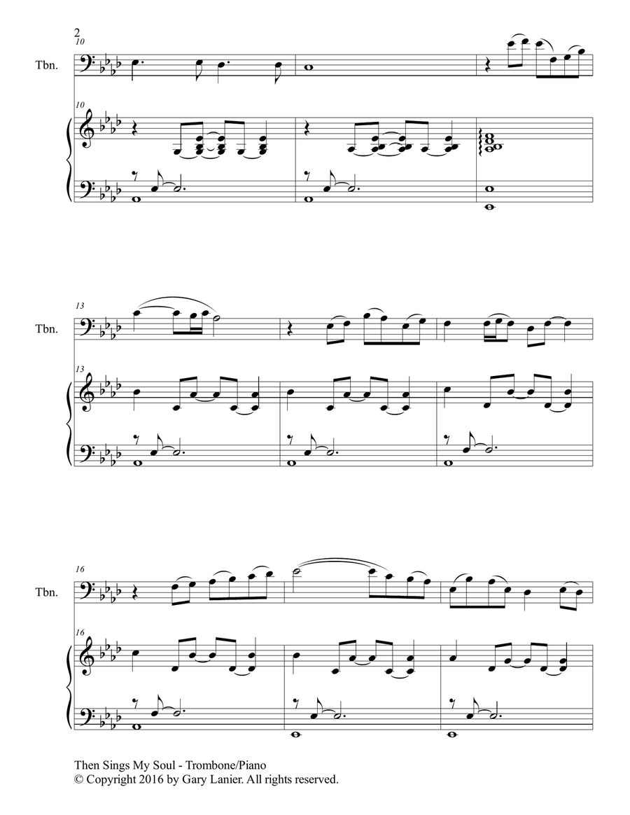 THEN SINGS MY SOUL (For Trombone & Piano with Parts) Piano scores gallery preview page 3