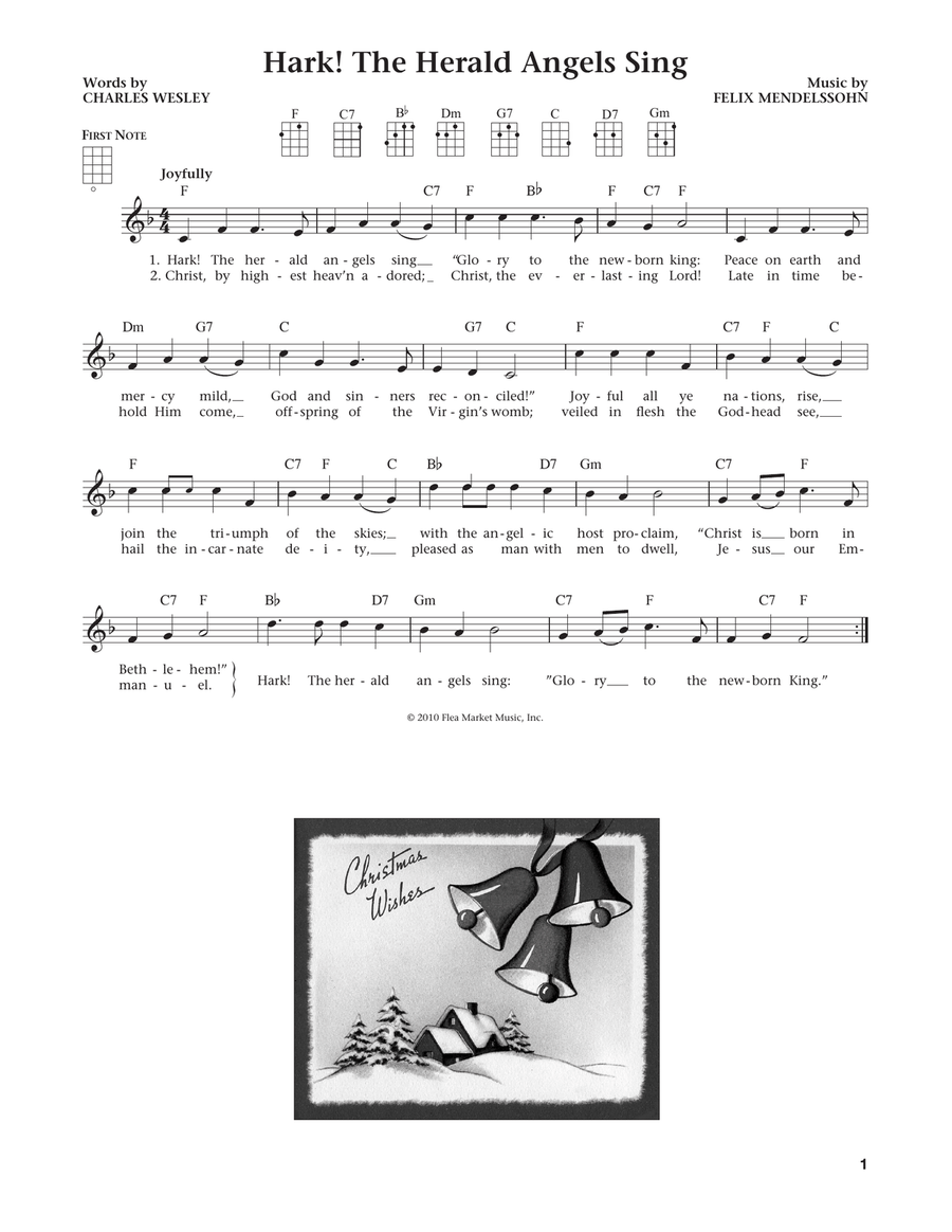 Hark! The Herald Angels Sing (from The Daily Ukulele) (arr. Liz and Jim Beloff) Ukulele scores gallery preview page 1