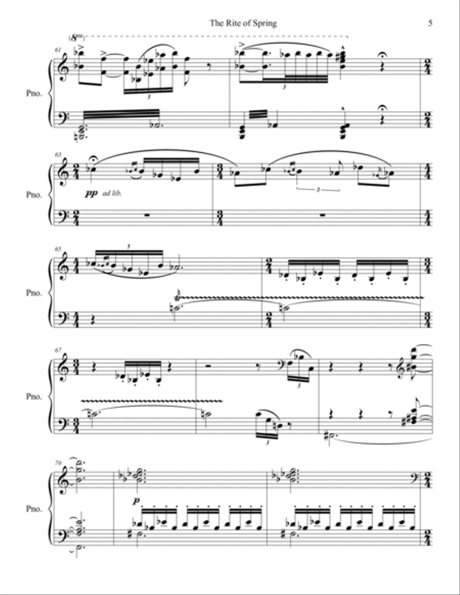 The Rite of Spring Part One The Adoration of the Earth Piano Solo scores gallery preview page 6